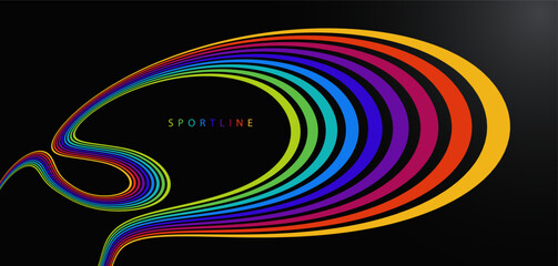 High energy neon spectrum lines on dark space expressing speed, power and intensity, visual metaphor of motion, acceleration, physical effort and competitive drive. © Sylverarts