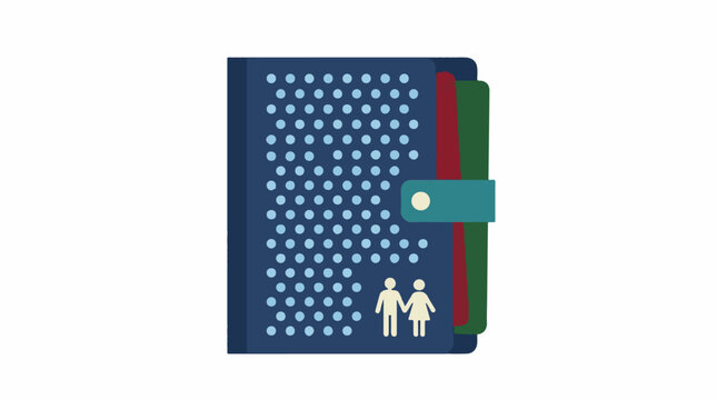 Personal organizer notebook with couple icon and tabs