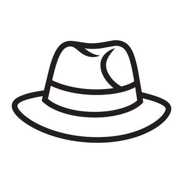 Simple black outline drawing of a fedora style hat