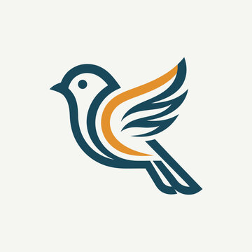 Modern Abstract Sparrow Bird Logo Minimal Flat Vector