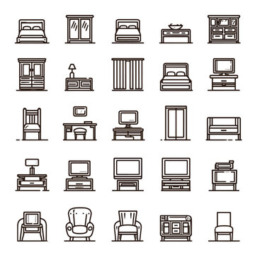 Collection of various furniture icons.