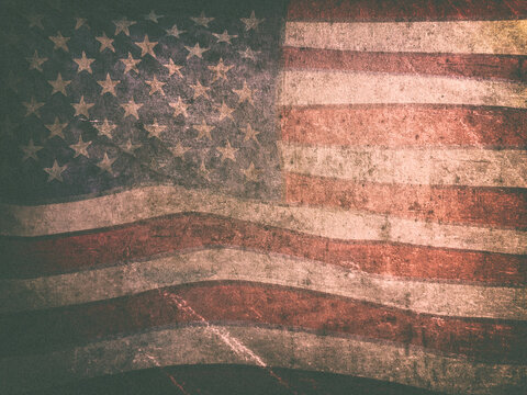 Close Up Grunge Style American Flag Background