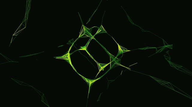 Flawless mathematical seamless loop of a Hypercube. Generated via code, this 4K Neon Tubing background features a Spiral Corkscrew in Acid Matrix colors. Perfect for tech concepts.
