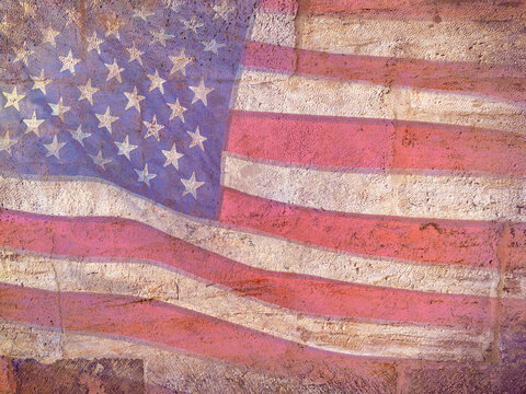 Close Up Grunge Style American Flag Background