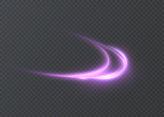 A bright purple curved line of light that mimics the rapid trail of a magical strike against a dark background  an arcing glow for spell effects in the game interface. © MAKSYM