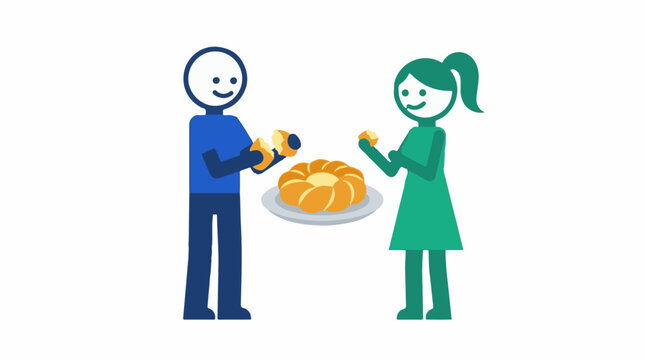 People Sharing Braided Bread Together