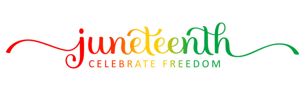 JUNETEENTH brush lettering banner on transparent background