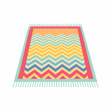 Colorful Chevron Patterned Beach Towel with Fringe