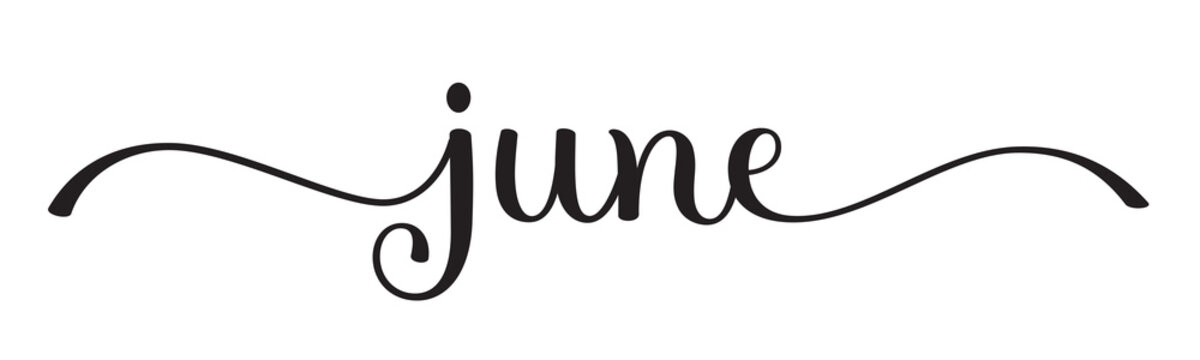 JUNE brush lettering banner on transparent background