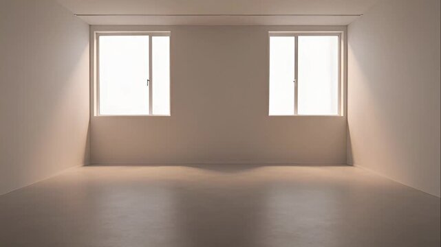 Empty room with two windows.