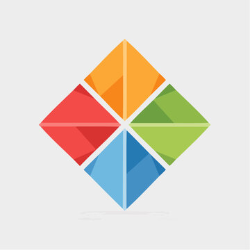 Abstract geometric pattern with four colorful squares