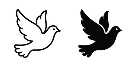 Fototapeta premium Dove Flying Peace Symbol Icon Vector Set
