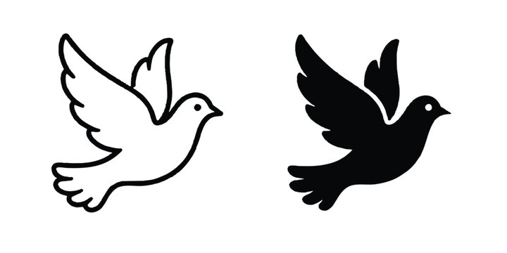 Dove Flying Peace Symbol Icon Vector Set