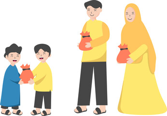 Fototapeta premium Happy Muslim Family Celebrating Eid al-Adha