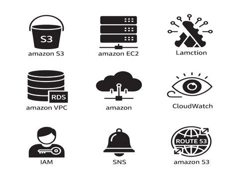 Vector illustration of cloud computing service icons with flat design