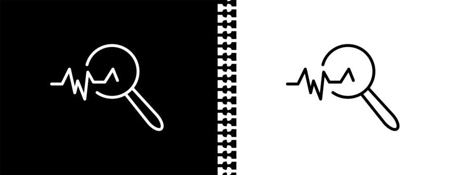 sine waves analysis UI outline icon in black and white mode - business and analytics collection. 