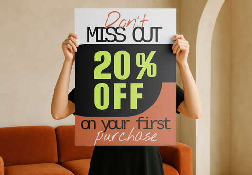 Promotional Discount Poster Mockup PSD
