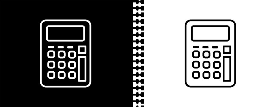 calculator maths tool UI outline icon in black and white mode - business collection.