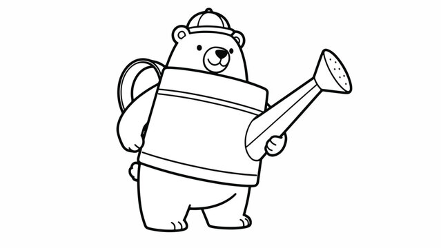 Cartoon bear wearing firefighter equipment.