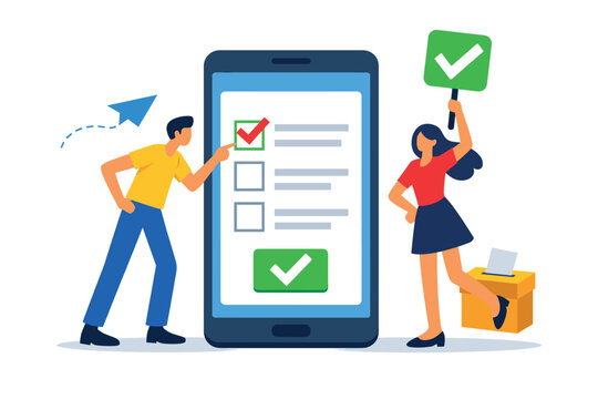 Online Voting on Smartphone with Ballot and Check Mark