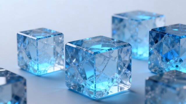 Blue transparent ice cubes