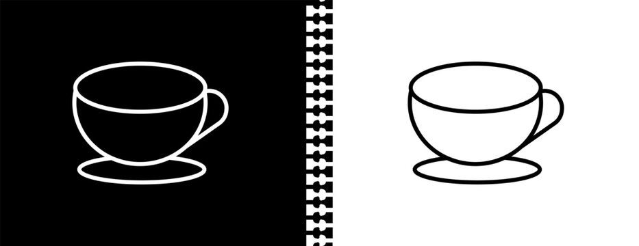 breakfast cup UI outline icon in black and white mode - bistro and restaurant collection.