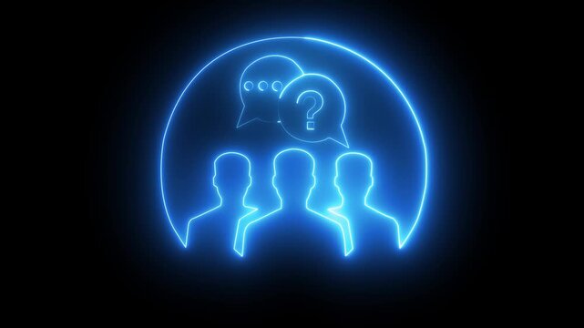 Three people silhouettes with speech bubbles and question mark. People silhouettes communication. Professional people silhouettes for digital online forum discussion and team inquiry visual.