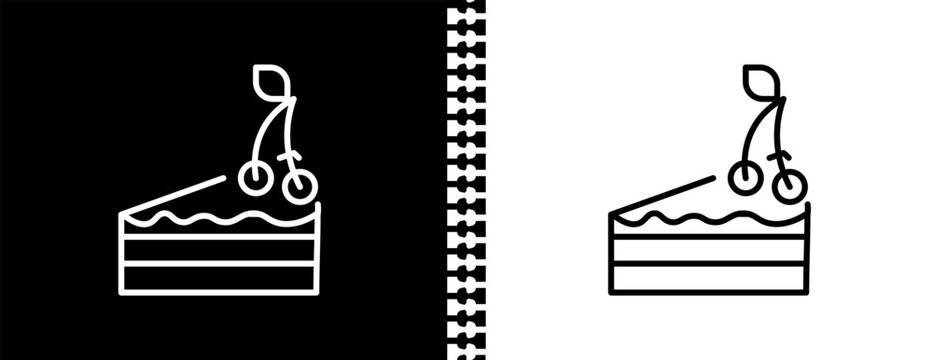 cake piece with cream UI outline icon in black and white mode - bistro and restaurant collection.