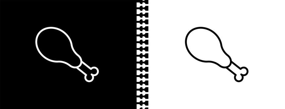 chicken thigh UI outline icon in black and white mode - bistro and restaurant collection.