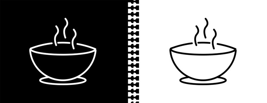 hot soup UI outline icon in black and white mode - bistro and restaurant collection.