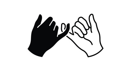 Fototapeta premium Two hands pinky promise silhouette high quality professional detailed modern