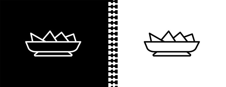 nachos plate UI outline icon in black and white mode - bistro and restaurant collection.