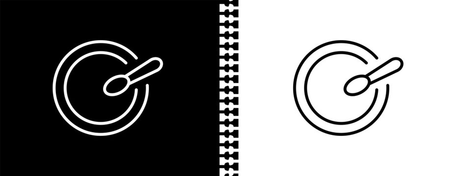 round plate UI outline icon in black and white mode - bistro and restaurant collection.