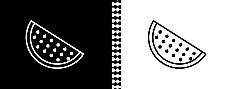 watermellon slice UI outline icon in black and white mode - bistro and restaurant collection.