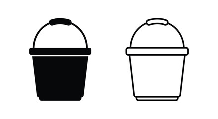 Two buckets one black and one white simple silhouette © Mithon