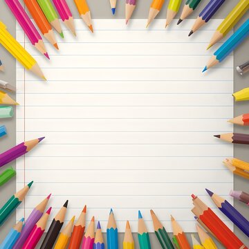 Colored pencils on lined paper