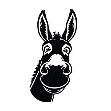 Donkey silhouette portrait with large ears and expressive eyes