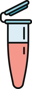 Microcentrifuge tube with an open cap holding a liquid sample for analysis