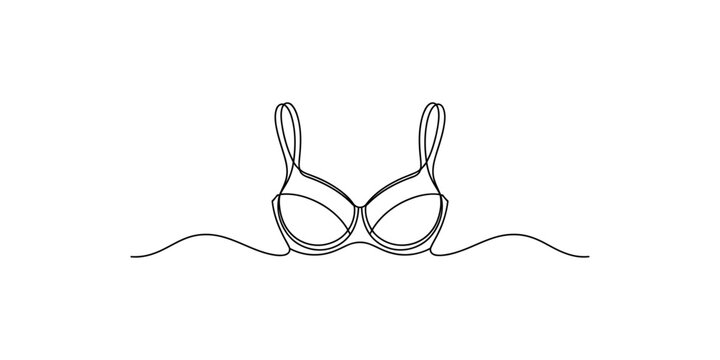 A minimalist line drawing of a bra with straps on a white background