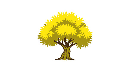 Vibrant Yellow Tree Illustration Isolated on White Background © utin