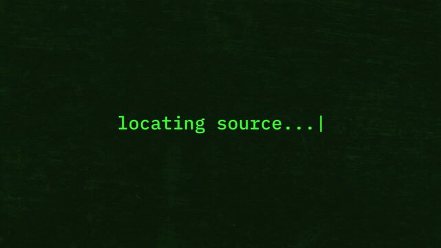 Vintage CRT Computer Terminal Locating Source Animation with Retro Cyber Tracking Interface