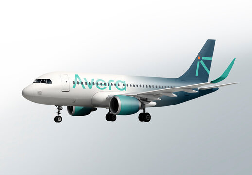 Modern Passenger Airplane Mockup In Flight PSD