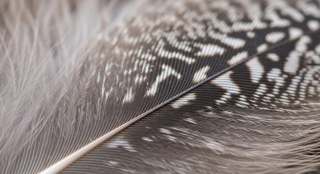 Macro Photograph of a Detailed Bird Feather with Intricate Patterns.