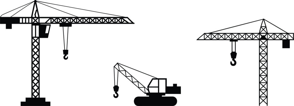  Construction Crane and Heavy Machinery Icons for Building and Engineering Projects