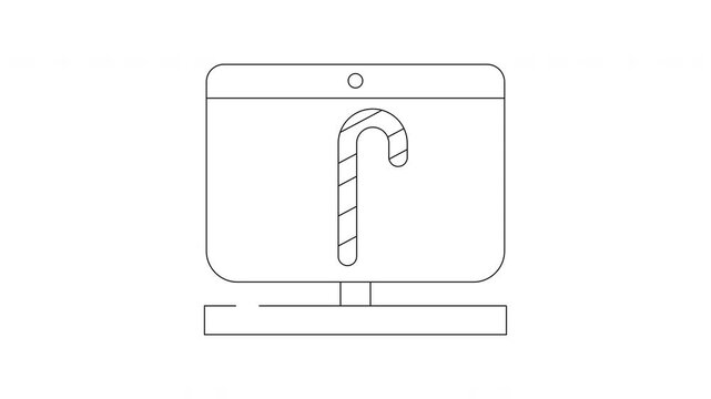 Christmas Candy Cane Icon on Digital Screen.