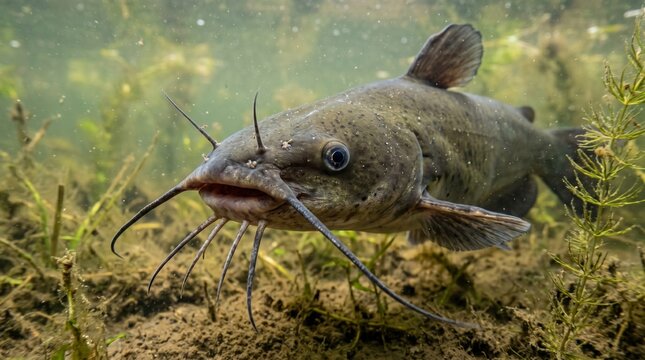 Gray Catfish Underwater Aquatic Scene