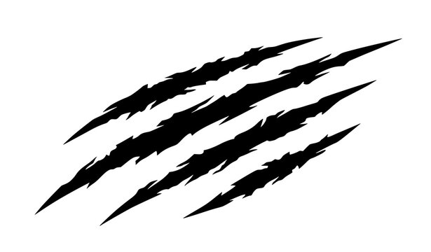 Tiger claw scratch silhouette vector illustration isolated on white background aggressive animal attack icon design