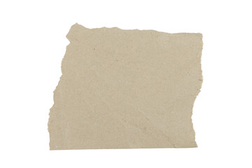 Obraz premium Crumpled piece of kraft paper with torn edges on transparent background. Blank textured scrap for scrapbooking or notice. Design element for overlaying note and collage template.