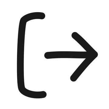 Hand-drawn sketchy icon of a logout symbol in pen stroke style