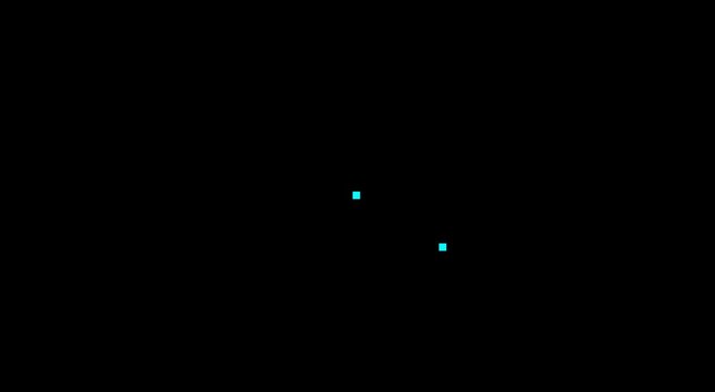 Minimalist cyan square pixels pulsing on black background, motion animation
